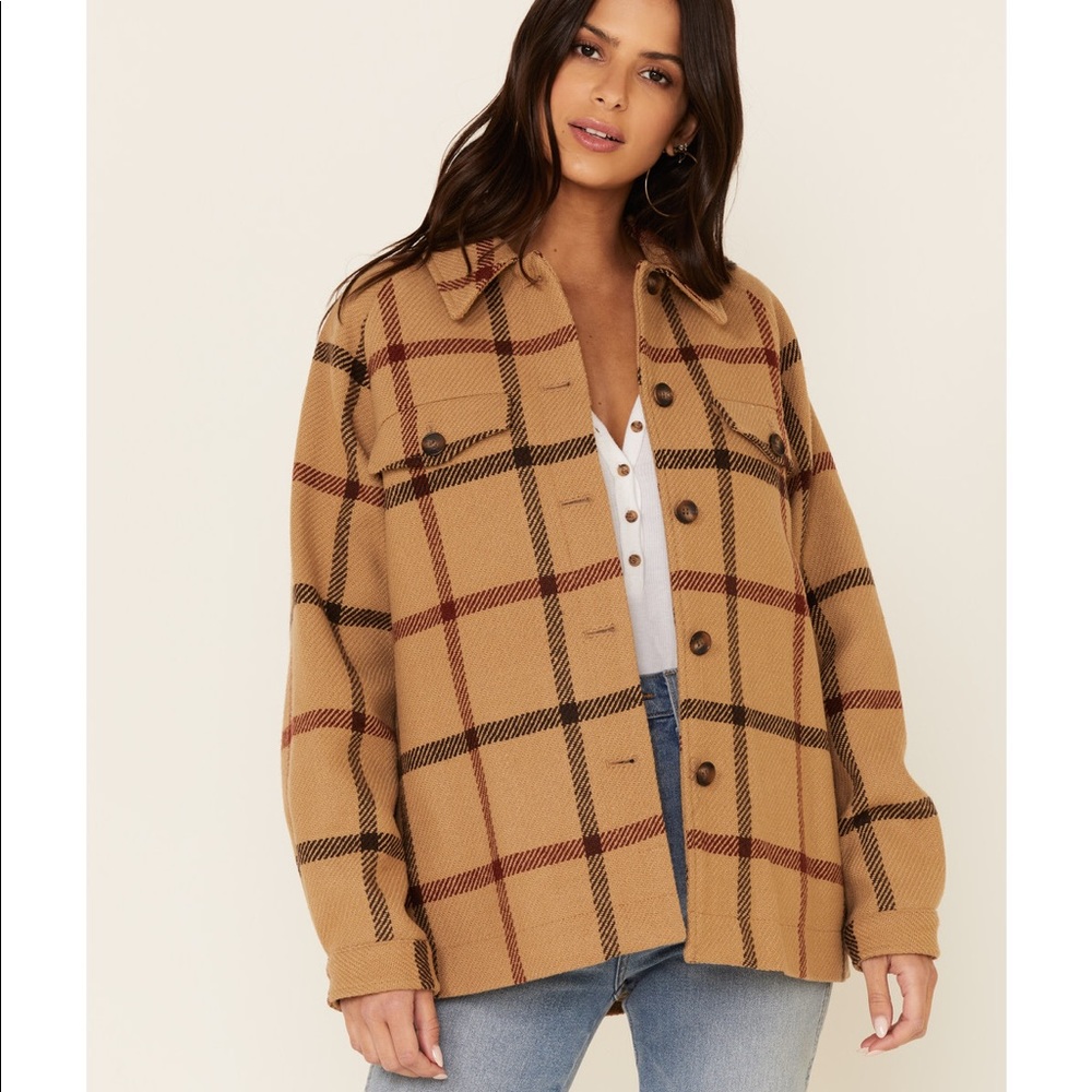 Pendleton Women's Tan Windowpane Daphne Wool Jacket, NEW W/O TAGS